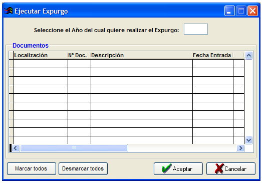 Expurgos 2.5. EXPURGOS. En la opción de Expurgos vamos a efectuar la eliminación de todos aquellos documentos que definimos como temporales. 2.5.1. EJECUTAR EXPURGOS.