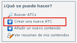 18 4. Cómo crear una nueva ATC Introduzca sus datos de usuario en el formulario que encontrará al lado de la pestaña de la Web de los