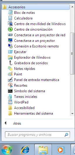 Los accesorios de Windows.