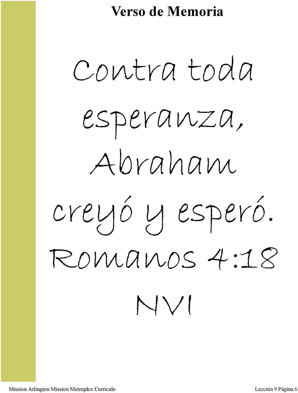 Romanos 4:18 NVI Mission Arlington