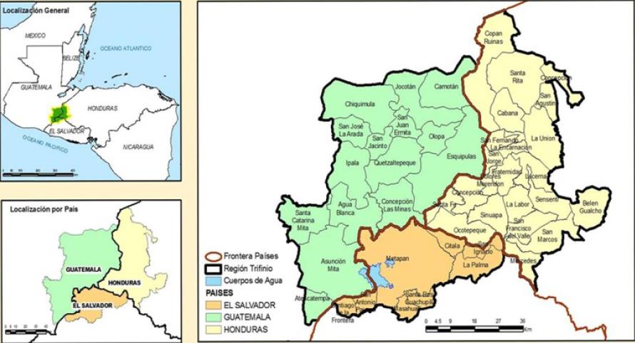 Mapa de Municipalidades Mancomunidad Río Lempa (Guatemala, El Salvador, Honduras) Área Plan Trifinio CONTEXTO TERRITORIAL DE LA CUENCA TRANSFRONTERIZA DEL RIO LEMPA.
