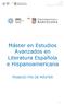 Máster en Estudios Avanzados en Literatura Española e Hispanoamericana
